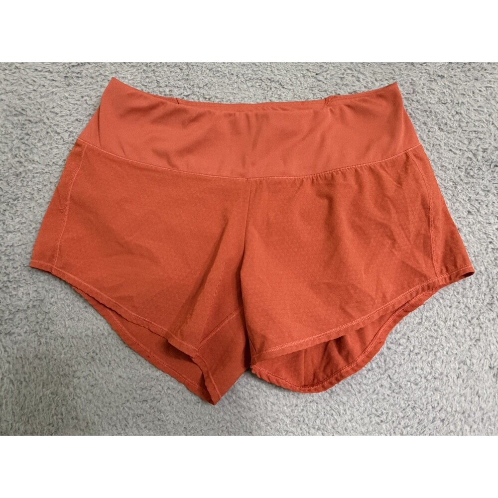 Oiselle Roga Shorts Women Size 4 Orange Lined Back Pocket Athletic Running